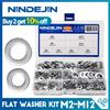NINDEJIN 620/1010pcs Set di rondelle piatte in acciaio inossidabile M2 M3 M4 M5 M6 M8 M10 M12 Set di guarnizioni ad anello rondelle piane Kit di assortimento di rondelle metalliche