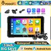 podofo Monitor per Moto Podofo con Carplay Wireless, Android Auto, Impermeabile IP67, Portatile, Supporto Monitoraggio Pressione Pneumatici, Scheda TF