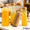 KEMORELA Bottiglia d'acqua sportiva in vetro da 2/4 pezzi con coperchio a tenuta stagna e resistente al calore 500/750/1000ML per attività all'aperto e sport in campeggio