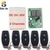 Diese Circuito di controllo remoto RF 433 Mhz Interruttore wireless universale DC 5 V 12 V 24 V 2CH Ricevitore relè rf e trasmettitore portachiavi per garage
