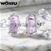 WOSTU Orecchini con cristalli grezzi di ametista viola per donna, regalo di gioielli in pietra naturale geometrica con montatura in argento s925 placcato platino