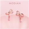 Modian Eleganti Orecchini Bowknot per Donna Cristallo Rosa Orecchini a bottone color oro rosa Accessori per gioielli in argento sterling 925
