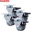 NAIERDI 4PCS Ruote ruote 2 pollici Heavy Duty Girevole A Rulli In Gomma Morbida con Freno per la Piattaforma Trolley Mobili Ruote