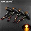 MACTIONS Moto Proiettile Indicatori di direzione Indicatori Lampeggiante Luci Lampada Nero/Cromo Per Harley Sportster XL Cruiser Chopper Cafe Racer