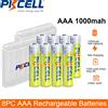 Pkcell 8 batterie PKCELL AAA da 1,2 V 1000 mAh Ni-MH ricaricabili e 2 scatole porta batterie per orologi, giocattoli, torce elettriche
