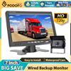 podofo Monitor di backup Podofo 7'' cablato con connettore aeronautico, monitor bidirezionale senza linee di scala, 800*480, IP66 impermeabile per auto e camion