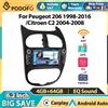Podofo 7'' 2Din 2+64G/4+64G Carplay Autoradio per Peugeot 206 1998-2016 Citroen C2 2004-2008 Android Auto Radio GPS FM/RDS