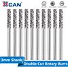 XCAN 10 pz 3mm Gambo Doppio Taglio Carburo di Tungsteno Set di Frese Rotanti Per Dremel Utensili Rotanti Lima Rotante
