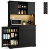 Xbro Credenza Cucina LED con Presa, Dispensa Vano Microonde 107x40x172cm | LED integrato, presa elettrica e vano microonde per una zona cucina funzionale e ordinata