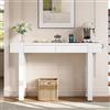 SACOOL - Tavolo consolle elegante con cassetti e barre portaoggetti per l'ingresso, credenza con design a griglia e piedini con cuscinetti regolabili, tavolo stretto per ingresso o soggiorno (bianco)
