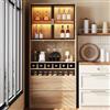 YuQozii 180 cm, armadietto da bagno, mobiletto per vino, vetrina con porta in vetro e illuminazione