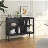 [en.casa] Armadietto con Vetrina Credenza in Acciaio Nero con 3 Ante in Vetro Temperato Mobile Espositivo Moderno per Soggiorno Ufficio 80 x 100 x 35 cm