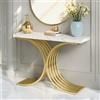 Estiliza Tavolo consolle | Tavolo d'ingresso stretto 100 x 30 x 80 cm | Piedi a C Design unico | Mobile salotto elegante, bianco e oro