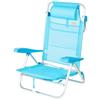 AKTIVE Sedia da spiaggia pieghevole, caraibica, azzurro, tessile e alluminio, 47 x 49 x 82 cm, 8 posizioni, schienale alto, 110 kg