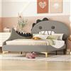 Huayz Lettino per bambini, 90 x 200 cm, con rete a doghe, a forma di dinosauro, per letto singolo, per ragazzi e ragazze, in poliuretano, senza materasso (grigio, 90 x 200 cm)