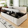 Trdlpyn Divano Letto Imbottito 90X200cm con Contenitore Idraulico, Letto Singolo Tessuto in Velluto, Rete a Doghe, Mobili Imbottiti Sofa Bed per Soggiorno, Camera da letto o Ufficio, Beige