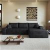 Rvjiahe Divano Angolare Modulare Boneless Senza Montaggio Nero | chaise longue a L seduta profonda Chaise destra