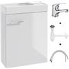 Deftrans Lavabo per gli ospite, mobiletto 50 x 70 x 23 cm, piccolo set - Mobile lavabo bianco con sifone e rubinetto