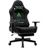 Symino Sedia Gaming con Poggiapiedi, Braccioli 3D Regolabili, Schienale Alto Ergonomico Reclinabile 90-150°, Pelle PU Trapuntata a Rombo, Cuscino Lombare & Poggiatesta, Portata 200 kg