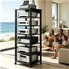 Generico 5/7 Livelli Armadio Audio, HiFi Rack, Audio-video Ruote, Regolabile Supporto Giradischi，Mobile Stereo，Supporto Rack Audios Mobile, per Soggiorno, Sala Teatro(Nero,7tier)