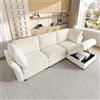 NuvlaGu Divano angolare modulare a L 4 posti con sgabello portaoggetti in ciniglia beige