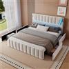 Mydtt LED Letto 180x200 con USB, Letto Matrimoniale con Contenitore, Beige