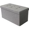 milani home - pouf contenitore rettangolare, tessuto, seduta contenitore poggiapiedi, grigio, 76 x 38 x 38 cm