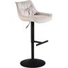 FineBuy Sgabello da Bar Velluto Beige con Schienale, Regolabile 86-106 cm