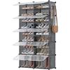 SONGMICS Scarpiera, Scaffale Modulare a 10 Scomparti per 40 Paia di Scarpe da Ingresso, con Sportelli, Telaio in Acciaio e Ripiani in Plastica, Camera da Letto, Grigio Ardesia e Trasparente LPC035G01