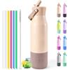Motswedi Borraccia Termica 900ml, Borracce Termiche, a Prova di Perdite, Borraccia Acciaio Inox, per Bevande Calde e Freddo, per Palestra, Campeggio, Yoga, Beige-Marrone