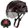 Favoto Casco da Bicicletta Adulti con Luce LED e Visiera Magnetica | Con visiera, modalità LED, leggero, traspirante, unisex, certificato CE, regolabile & fodera rimovibile