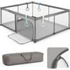 SUN BABY Box Bambini 150x200 cm con Maniglie Verdi - Grigio | Per bambini 0-2 anni, struttura in metallo, pareti in rete, ingresso con cerniera, piedini antiscivolo e borsa