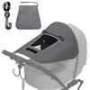 LEMESO Parasole Passeggino Universale Grigio con Tetto Aperto Regolabile, Copertura Ombreggiante 3 Lati, con Borsa di Trasporto per Carrozzine