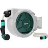 Outsunny Avvolgitubo da Parete 30 m x Ø 13 mm Avvolgitore Automatico di Tubo Retrattile Automatico grigio | Aosom Italy