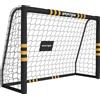 SPORTNOW Porta da calcio con rete e 5 picchetti, 180x60x120 cm, giallo | Aosom Italy