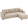 HOMCOM Divano angolare modulare 3 posti con penisola reversibile, 242 cm, beige | Aosom Italy