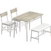 HOMCOM Set tavolo da pranzo con 2 sedie e panca imbottite, rovere e bianco | Aosom Italy