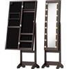 HOMCOM Armadio portagioie con specchio, scomparti e illuminazione LED, marrone scuro | Aosom Italy