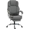 HOMCOM Sedia da ufficio ergonomica reclinabile in pelle sintetica, regolabile, grigio | Aosom Italy
