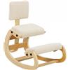 HOMCOM Sgabello ergonomico da ginocchio con schienale, velluto a coste, bianco crema | Aosom Italy