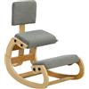 HOMCOM Sgabello ergonomico inginocchiatorio con schienale, tessuto a coste, grigio scuro | Aosom Italy