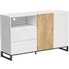 HOMCOM Madia credenza moderna con ripiano aperto, 140 cm, bianco e rovere | Aosom Italy