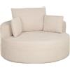 HOMCOM Poltrona rotonda in ciniglia con 4 cuscini, 130x130x82 cm, crema | Aosom Italy