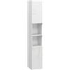 kleankin Colonna bagno slim con ripiani e 2 armadietti, 30x30x181,5 cm, bianco | Aosom Italy