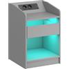 HOMCOM Comodino con LED RGB, USB, cassetto e telecomando, 40x40x58 cm, grigio | Aosom Italy