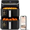 Nilson Life Friggitrice ad aria senza olio, 11 litri, doppio scomparto, Air Fryer NAF1100CPD, 3000 W, Sync Finish, Match Cooking, 10 programmi, pentola interna antiaderente, Stop & Go, nero
