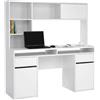 Dmora - Scrivania Agnella, Scrittoio multiuso, Tavolo per ufficio porta PC, Piano di lavoro, 149x48 h156 cm, Bianco lucido