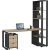Dmora - Scrivania Severine, Scrittoio multiuso, Tavolo per ufficio porta PC, Piano di lavoro, 184x80 h205 cm, Rovere e Grigio