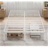 MUTICOR Letto Matrimoniale 140 x 200 cm in Metallo con Contenitore - Struttura Letto Robusta, Rete a Doghe, Senza Rumori, Facile Montaggio, Bianco