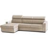 Dmora Talamo Italia - Divano fisso con penisola Viviana, Sofà ad angolo con chaise longue sinistra in tessuto, Braccioli standard, 100% Made in Italy, Cm 280x95h85, Beige